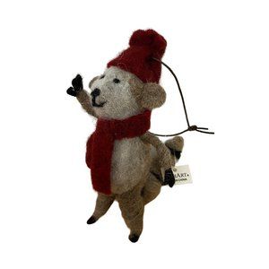 HomART  Plush Brown  Raccoon with Scarf and Hat Christmas Ornament 5 inch  NWT